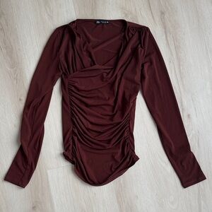 Elegant Brown Long Sleeve Top